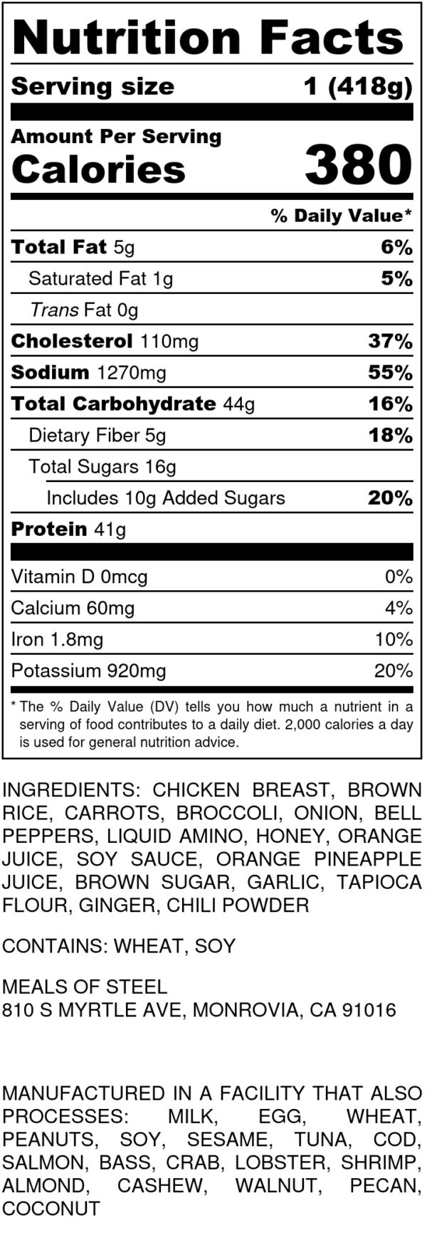 Chicken Teriyaki (Lean) Meals of Steel